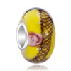Bright Yellow With Orange Thread Murano Glass Beads Charms Bracelets