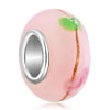 Pink With Rose And Green Leaf Style Pandora Murano Glass Beads