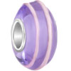 Pure Purple Against Pink Stripe Murano Glass Style Pandora Beads