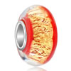 Red With Golden Stripes Murano Glass Beads Charms Bracelets