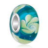 Romantic Blue With White Flower Murano Glass Beads Charms Bracelets