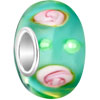 Romantic Green With Pink Flower Murano Glass Beads Charms Bracelets