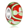 Red With Peridot Petal 925  Sterling Silver Murano Glass Beads Charms Brac...