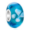 Aquamarine With White Flower 925 Sterling Silver Murano Glass European Beads