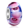 Blue With Pink Petal 925 Sterling Silver Murano Glass European Beads