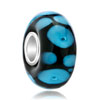 Black With Blue  Spots  925 Sterling Silver  Murano Glass Beads   ... 