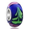 Sapphire With Pink Flower 925 Sterling Silver Murano Glass European Beads