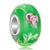Peridot With Pink Flower 925 Sterling Silver Murano Glass Beads Charms Bracelets