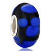 Black With Blue Dots 925 Sterling Silver Murano Glass Beads Charms Bracelets