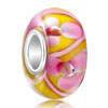 Yellow With Beautiful Pink Petal 925 Sterling Silver Murano Glass European Beads