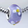 Yellow And White Texture Flower Murano Glass European Beads