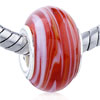 White And Red Grain Murano Glass European Beads