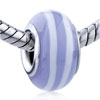 White Spiral Circle Murano Glass European Beads