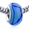Blue Doodle Murano Glass European Beads