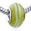 White Spiral Line Mustard Murano Glass European Beads