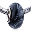 White Tiny Stripe Murano Glass European Beads