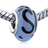 Black Dot And Swirl Murano Glass European Beads