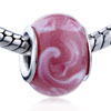 White And Pink Swirl Murano Glass European Beads