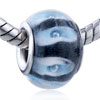 Pale Blue And White Layered Stripe Murano Glass European Beads