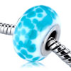 White With Green Dots Murano Glass European Beads