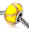Yellow With Golden Stripe Murano Glass European Beads