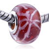 Red Flowers Murano Glass European Beads