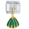 Dangle Gold Tone Green Skirt Dangle Italian Charm