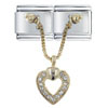 Open Rhinestone Heart Italian Charm