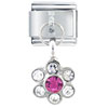 Dangle Pink Rhinestone Flower Italian Charm