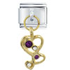 Dangle Three Rhinestone Heart Italian Charm