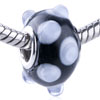 Black White Snow Murano Glass European Beads