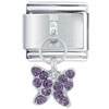 February Amethyst Color Butterfly Italian Charm