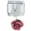 Pink Rose  Dangle   Italian   Charm 