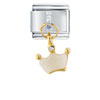 Gold Plated Crown And  Stud  Dangle Italian Charm