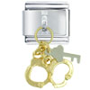 Gold Handcuffs &amp; Silver  Key  Italian Charm
