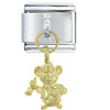 Dangle Golden Teddy  Bear  Italian Charm