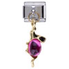 July Ruby Color Birthstone Frog Dangle  Italian  Charm  ... 