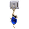 September Sapphire Color Birthstone Frog Dangle  Italian  Charm  ... 