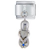  Silver  Tone Blue Studded Sandal Dangle Italian Charm