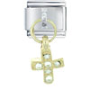 Dangle Golden  Rhinestone  Cross Italian Charm
