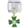  Rhinestone  Cross Green Italian Charm