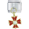  Rhinestone  Cross Red Italian Charm