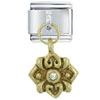Gold Emblem  Rhinestone  Italian Charm