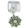 Silver Rhinestone Emblem Italian Charm