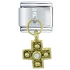 Clear Rhinetone Cross Gold Italian Charm