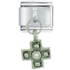 Clear Rhinestone Cross  Silver   Italian  Charm