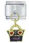 Heart Purse Purple Italian Charm