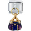 Purse Purple  Gold   Italian   Charm 