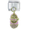 Crystal Baby Shoe Pink Italian Charm