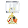 United States And Canada Flag Dangle Italian Charm